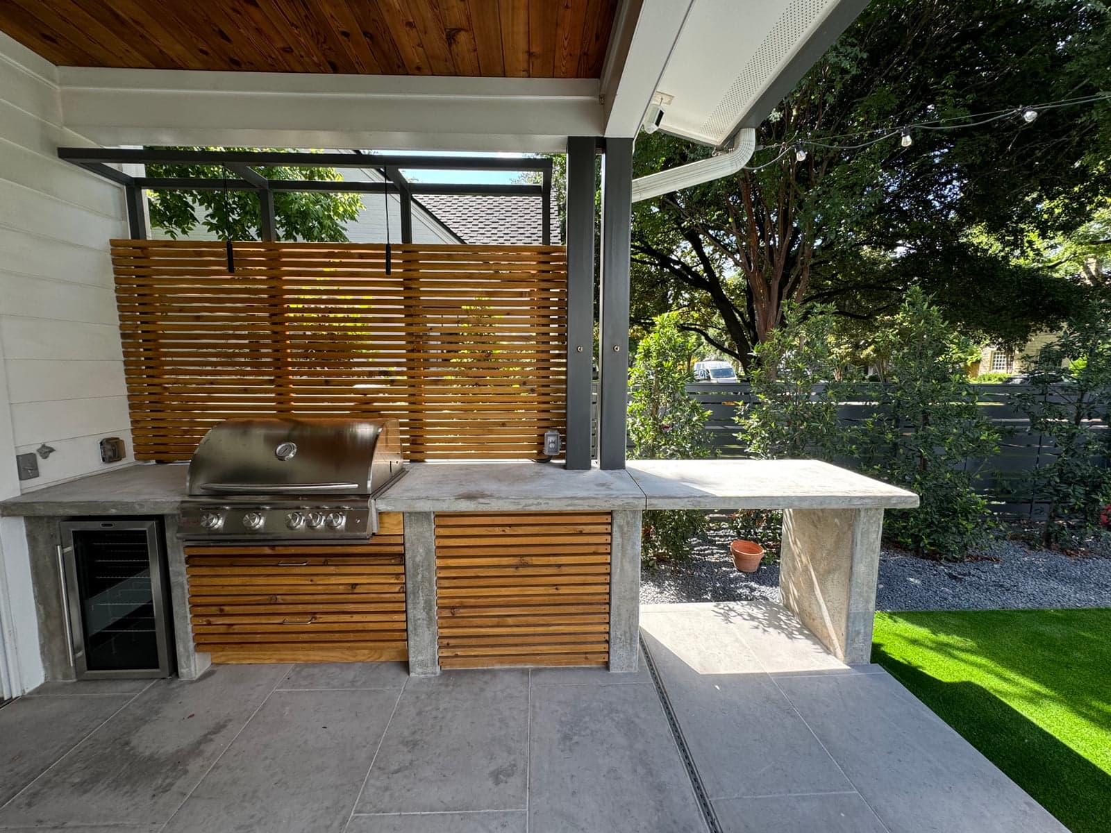 Outdoor kitchen remodel under a covered patio